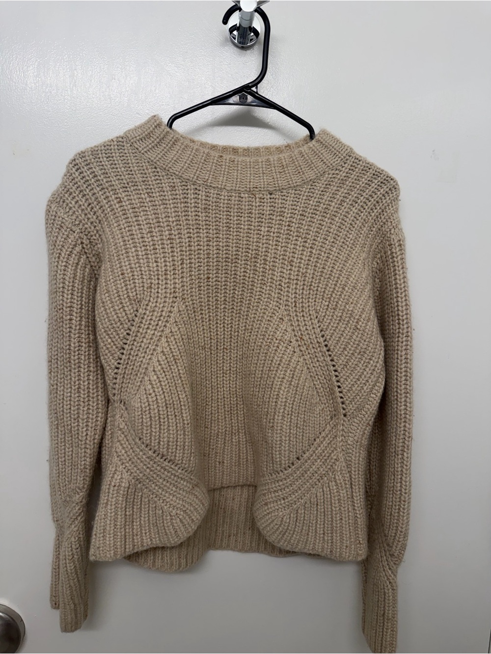 Prana Beige Chunky Knit Crew Neck Sweater